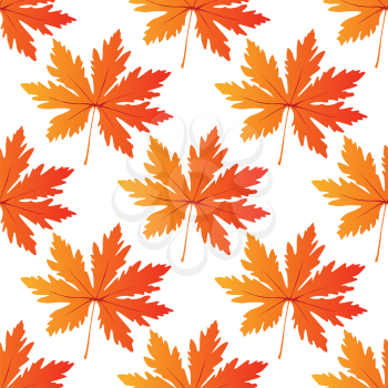 Pretty colorful orange autumn leaf seamless pattern in square format for seasonal design