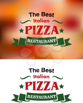 Italian pizza restaurant banners and labels isolated on white or colored food background for fast food industry design
