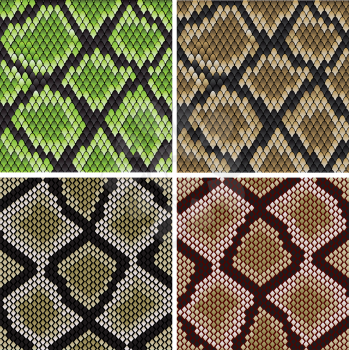 Seamless background of green and grey snake skin patterns for fashion and wildlife design