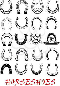 Metal mascot luck horseshoe symbols set, isolated on white background . Suitable for sport and lucky concept design