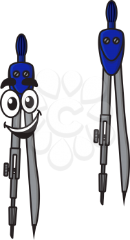 Cartoon style smiling cute compasses character with eyes, suitable for school and office design