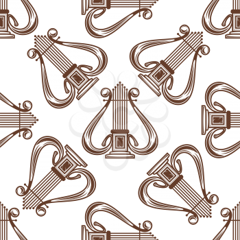 Seamless musical harp pattern suitable for music, theatre and culture design