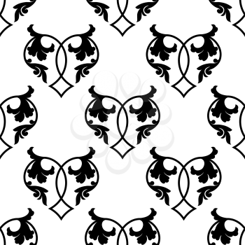 Retro floral heart seamless pattern on white colored background for wallpaper and textile design