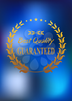 Best quality guaranteed product golden label or emblem with signs in retro style for commerce poster, logo and market design 