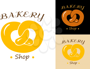 Pretzel bakery emblem or logo element isolated on background for design bakery shop and food market