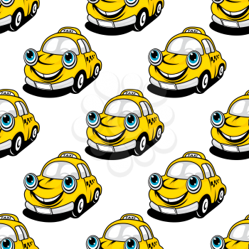 Cartoon taxi car seamless pattern on white background. For transportation service design
