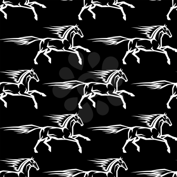 Seamless background pattern of rushing horse stallions, suitable for equestrian sport and wallpaper 
