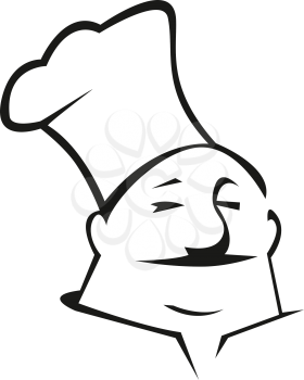 Cartoon chef in a traditional toque for restaurant and cafe design