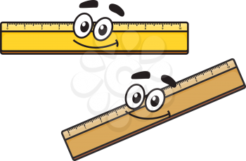 Cartoon cute school ruler isolated on white background for educational, school or office design