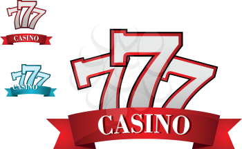 Casino gambling symbol or logo with three seven number, for gamble or success concept design