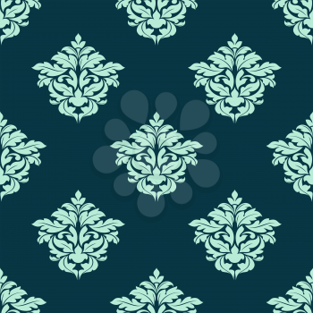 Floral retro light green seamless pattern on dark green colored background, for backdrop, wallpapers and textile design