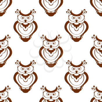 Cute cartoon brown owlet seamless pattern in square format. Suitable for wallpaper or silk fabric design