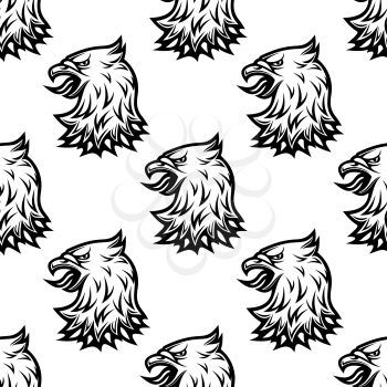 Stylized black eagle seamless pattern in tribal vintage style for heraldry design