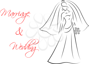 Bride silhouette for wedding and marriage holiday design