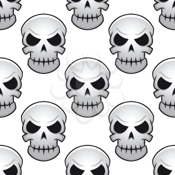 Seamless pattern of scary halloween human skulls for Halloween design 