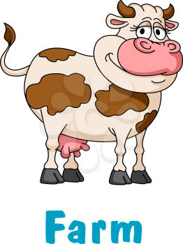 Cartoon brown and beige cow character for agriculture, farming or fairytale design
