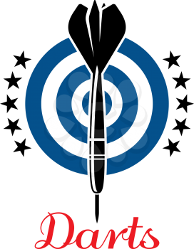 Darts emblem with dartboard, stars and darts for sport, competition, leisure or logo design