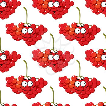 Cartoon red berry cranberry or rowan seamless pattern for agriculture or vegetarian diet food design