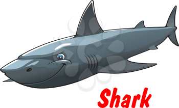 Dangerous cartoon shark character with smile. Suitable for animal and wildlife design