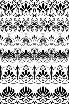 Vintage black and white ornamental borders with ornate floral victorian designs and vignettes