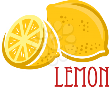 Lemon fruit symbol in cartoon sketch style, vector illustration