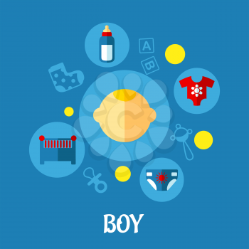 Creative Boy Child Concept Graphic Design on Blue Background.