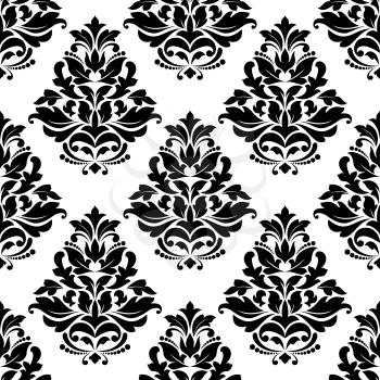 Damask style bold arabesque seamless pattern with a large floral and foliate motif