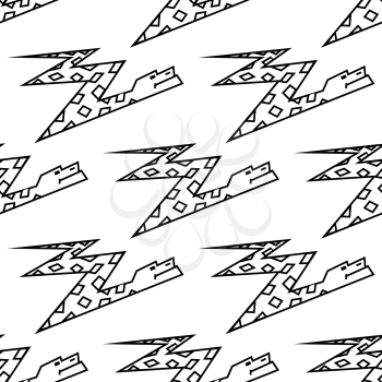 Seamless background pattern of a zigzag cartoon boa snake with a diamond pattern in a black and white line drawn