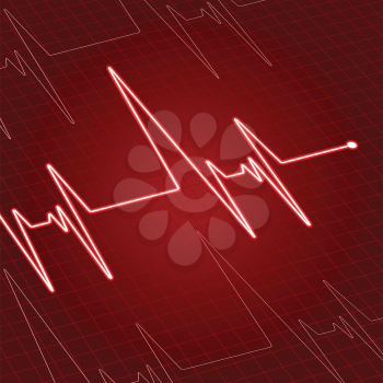 Close up heartbeat or electrocardiogram on screen for medicine and cardiology design