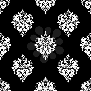 Classic black and white floral seamless design with abstract ornate flowers for wallpaper and textile design