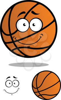 Orange friendly smiling basketball ball character with smiling face isolated on white background for sports or mascot design