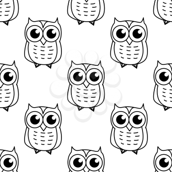 Doodle cartooned owl seamless pattern background for fairy tale or childish design