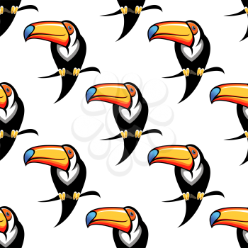 Colorful funny toucan bird seamless pattern for travel or wildlife design