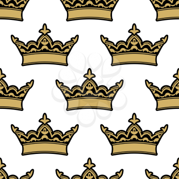 Royal heraldic seamless pattern with medieval golden crowns for background design