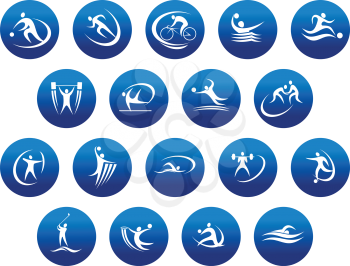 Athletics and team sport icons or symbols for sporting and fitness logo design