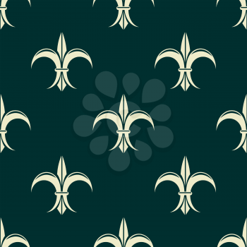 French seamless pattern with fleur de lys flowers for retro and medieval design