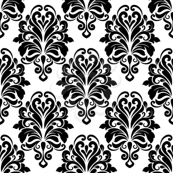Vintage classic floral seamless pattern with damask flowers and elements