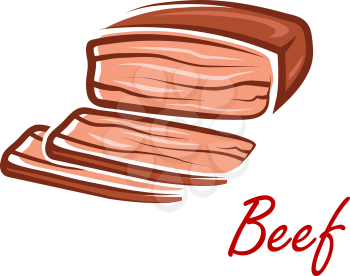 Roast beef with slices and text Beef in cartoon retro style suitable for steak house menu or recipe book design