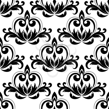 Floral damask seamless pattern with retro decorative flourishes