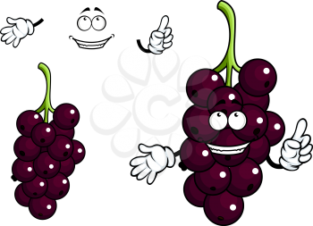 Cartoon currant berries with happy face and hands for agriculture or nutrition design