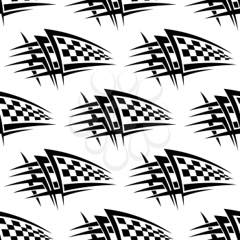 Seamless pattern with tribal racing checkered flag tattoo for sports design