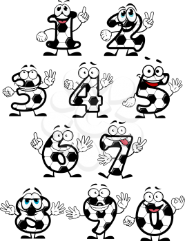 Soccer numbers cartoon characters in white background for sports design