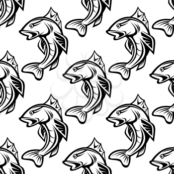 Seamless pattern with  jumping fish for fishing industry design