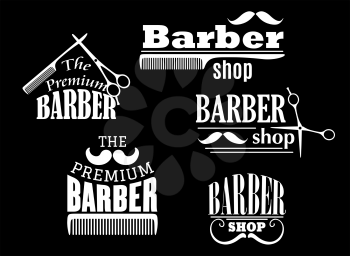 Banners, signs and pointers for barber shop or hairdresser service design