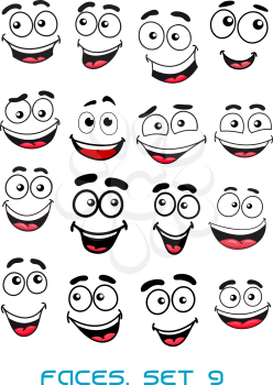 Happiness and smiling people faces with good emotions for any character design