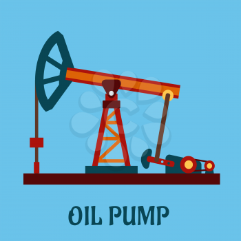 Isolated flat oil pump icon for petroleum refining industrial design