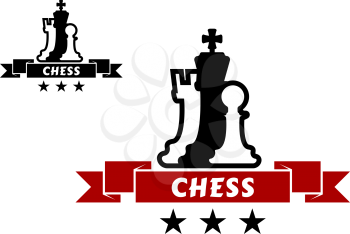 Chess emblem with different chessmen for sport tournament design