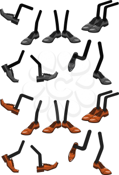 Cartoon character foots in shoes isolated on white background for comics design