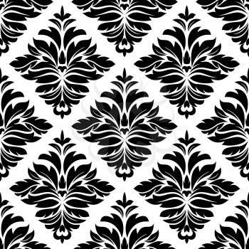 Classic damask seamless pattern with black arabesque floral elements for wallpaper and interior design