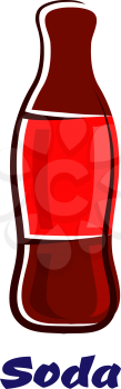 Cartoon bottle of soda drink with a blank red label and the text Soda below, for fast food or takeaway beverage design